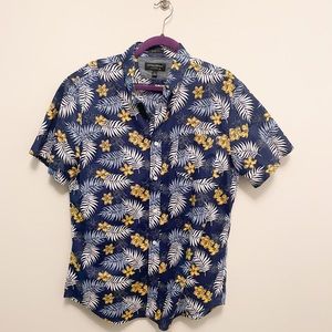 BR Mens Hawaiian shirt slim fit short sleeve button down